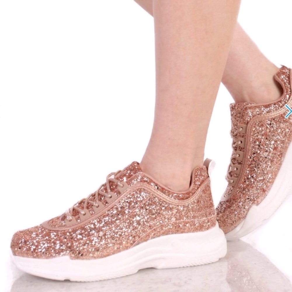 Iheartraves | ROSE GOLD SPARKLE FESTIVAL SNEAKERS